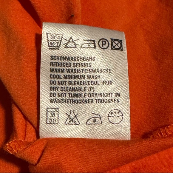 Escada Orange/White Stretch Cotton Jersey Racer Stripe T-Shirt, Size 34/US 4 - Picture 7 of 7